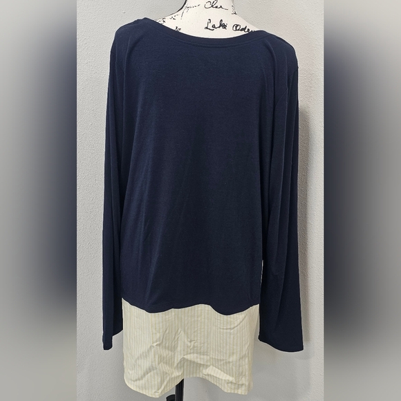 Lane Bryant Women's Blue Hi Low Twofer Scoop Neck Long Sleeve Tunic 18/20 NWT - Picture 3 of 11